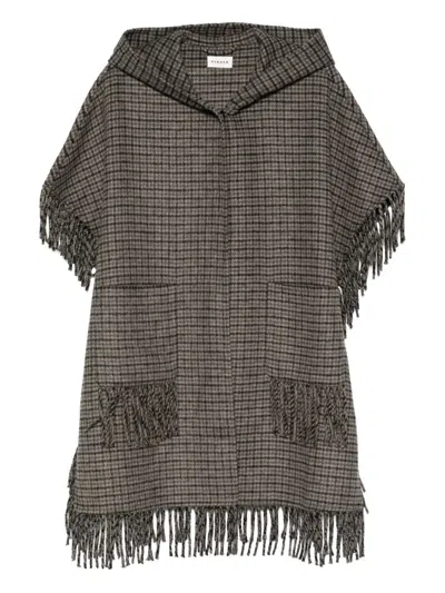 P.a.r.o.s.h Parosh Mantle With Fringes In Gray