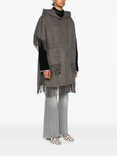 P.a.r.o.s.h Parosh Mantle With Fringes In Gray