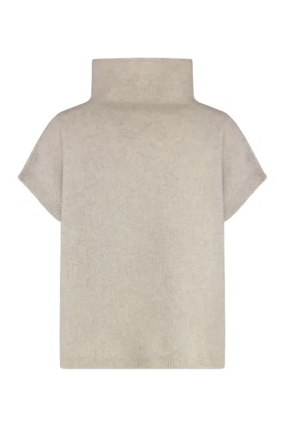 P.a.r.o.s.h Parosh High-neck Raccoon Sweater With Ribbed Trim In Gray