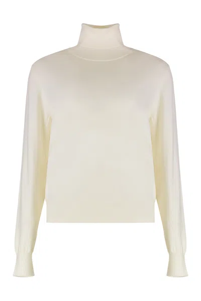 P.a.r.o.s.h Parosh Lime Wool And Cachemire Turtleneck Pullover In White