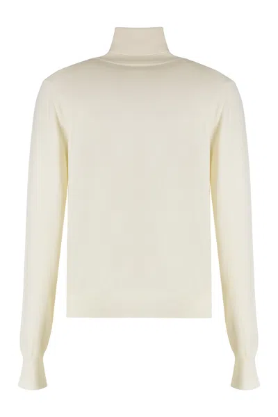 P.a.r.o.s.h Parosh Lime Wool And Cachemire Turtleneck Pullover In White