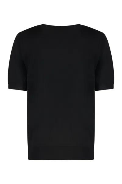 P.a.r.o.s.h Parosh Linfa Wool-blend Crew-neck Sweater In Black