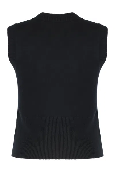 P.a.r.o.s.h Loira Flower-embellished Knitted Vest In Black