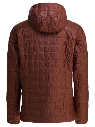 Patagonia Insulated Hooded Jacket Zipper Pockets In Brown