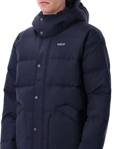 Patagonia Quilted Padded Jacket With High Collar And Hood In Black