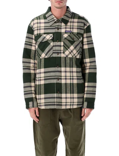 Patagonia Lightweight Insulated Flannel Mid-layer Jacket In Green