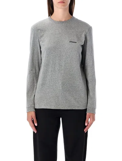 Patagonia Long-sleeved Logo T-shirt In Gray