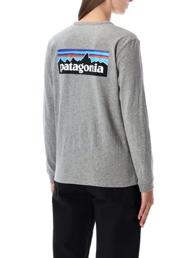 Patagonia Long-sleeved Logo T-shirt In Gray