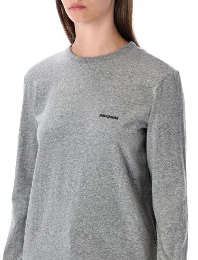 Patagonia Long-sleeved Logo T-shirt In Gray