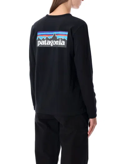 Patagonia Logo-detail Long-sleeved T-shirt In Black