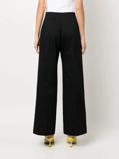 Patou Wide Leg High Waist Trousers With Belt Loops In Black