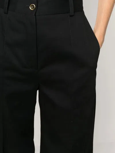 Patou Wide Leg High Waist Trousers With Belt Loops In Black