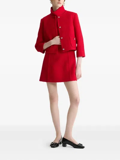 Patou Button-down Long-sleeved Casual Jacket In Red