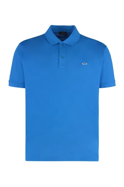 Paul & Shark Short-sleeved Cotton Polo Shirt For Casual Style In Blue