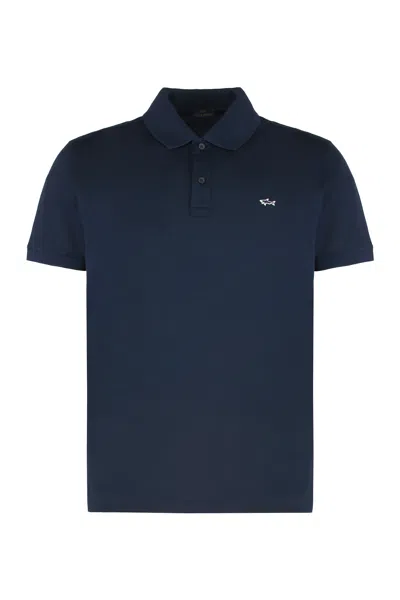 Paul & Shark Short Sleeve Polo Shirt And Collar In Black