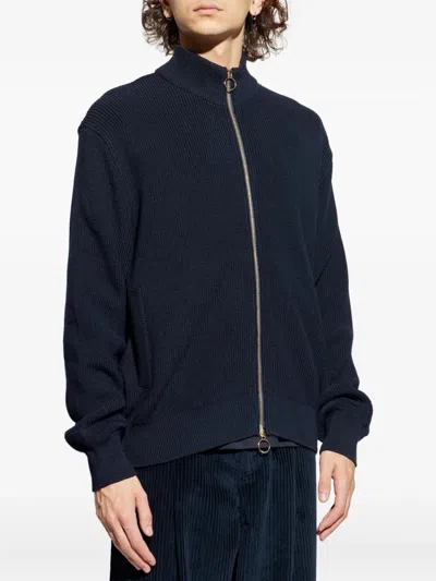 Paul & Shark Ribbed Zip-up High-neck Cardigan Clothing In Blue