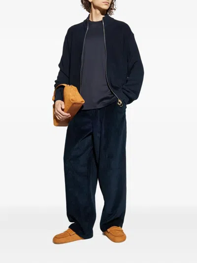 Paul & Shark Ribbed Zip-up High-neck Cardigan Clothing In Blue