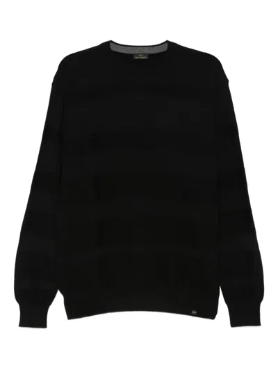 Paul & Shark Wool Striped Crew Neck Sweater In Black