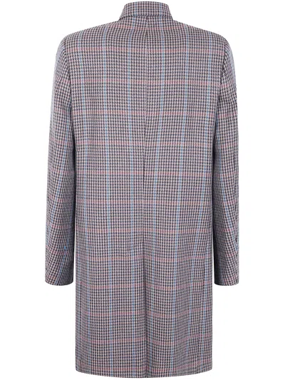 Paul Smith Checked-pattern Double-breasted Coat In Gray