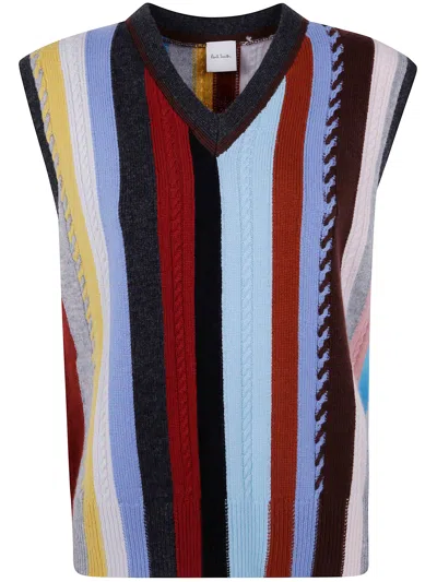Paul Smith Signature Stripe-print Cable-knit Top In Multi