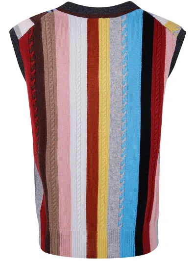 Paul Smith Signature Stripe-print Cable-knit Top In Multi