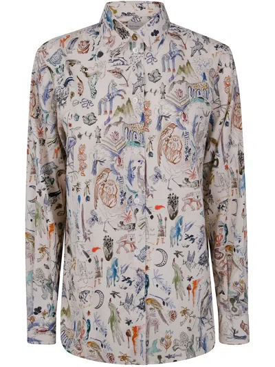 Paul Smith Little Beasts-print Cotton Shirt In Brown