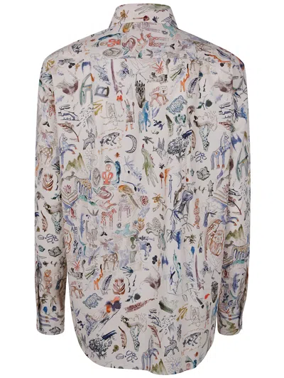 Paul Smith Little Beasts-print Cotton Shirt In Brown