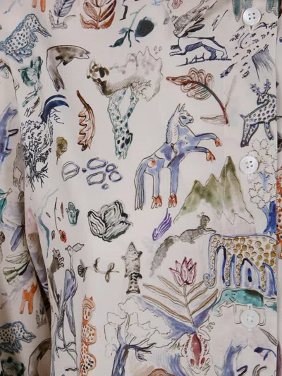 Paul Smith Little Beasts-print Cotton Shirt In Brown