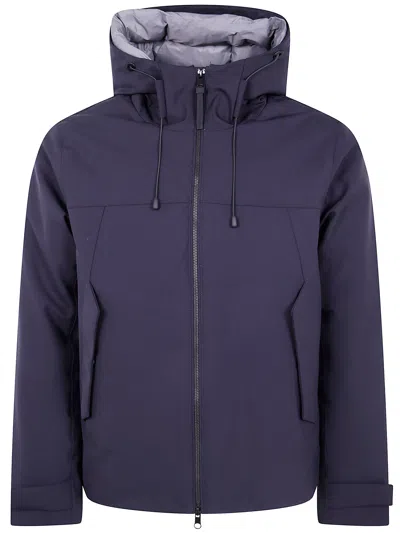 People Of Shibuya Hooded Zip-front Jacket In Blue