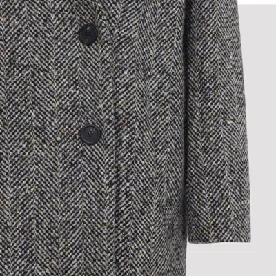 Peserico Textured Herringbone Mid-length Coat With Notched Lapel In Gray