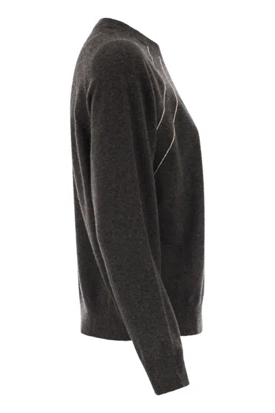 Peserico Crew Neck Jumper With Bright Details In Gray