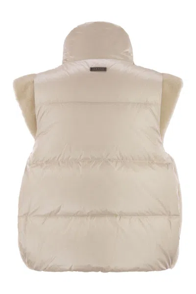 Peserico Down Vest With Winged Collar In Neutral