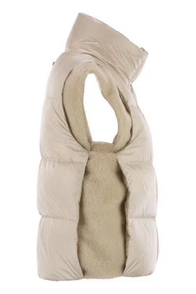 Peserico Down Vest With Winged Collar In Neutral