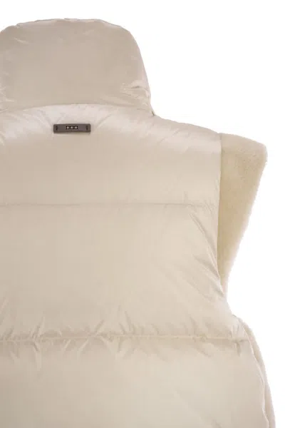 Peserico Down Vest With Winged Collar In Neutral
