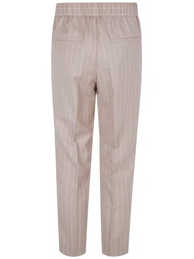 Peserico Elastic Waisted Pinstriped Lurex Flanell Trousers In Neutral