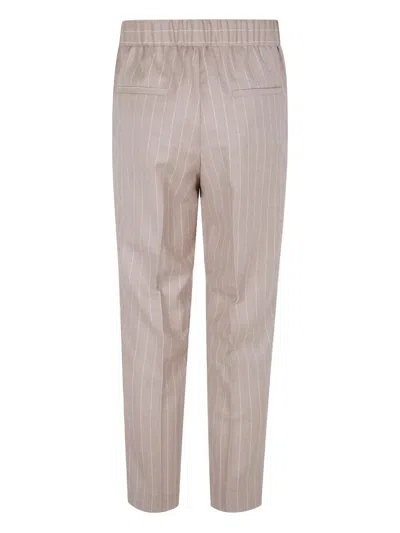 Peserico Elastic Waisted Pinstriped Lurex Flanell Trousers In Neutral