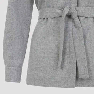 Peserico Light Grey Wool Blend Shirt With Classic Collar And Waist Belt In Gray