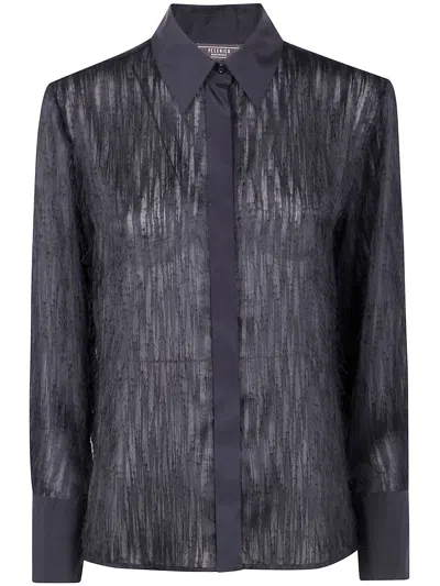 Peserico Frayed-effect Shirt In Blue