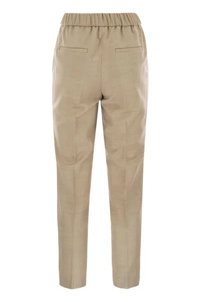 Peserico Stretch Virgin Wool Trousers In Brown