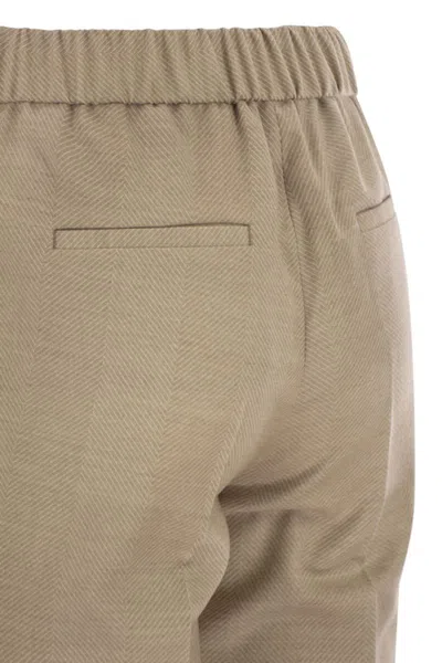 Peserico Stretch Virgin Wool Trousers In Brown