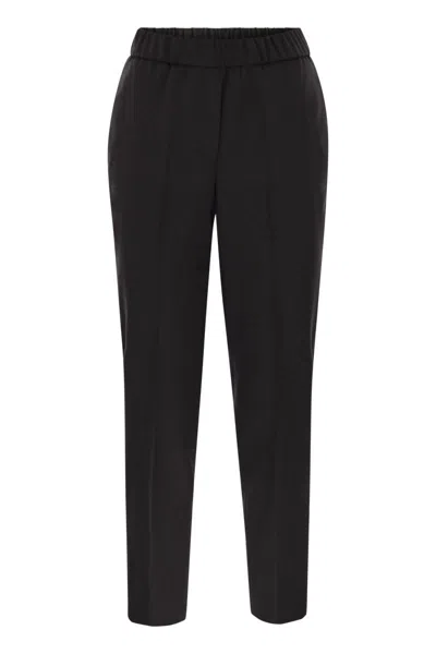 Peserico Stretch Wool Flannel Trousers In Black