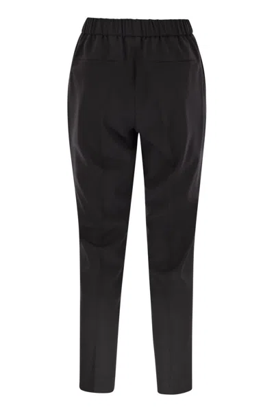 Peserico Stretch Wool Flannel Trousers In Black