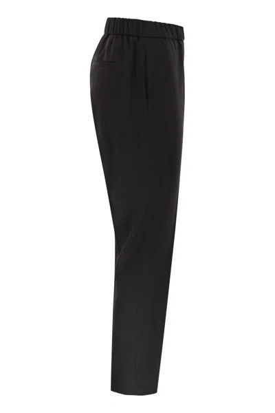 Peserico Stretch Wool Flannel Trousers In Black