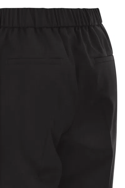 Peserico Stretch Wool Flannel Trousers In Black