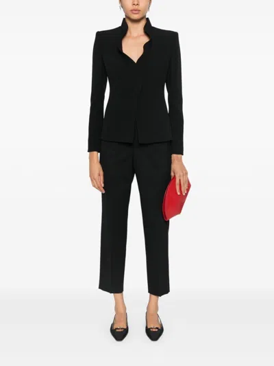 Peserico Stretch Wool Flannel Trousers In Black