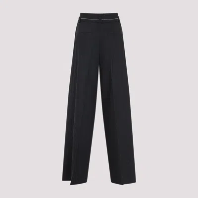 Peserico High-waisted Wide-leg Trousers With Self-tie Belt In Black