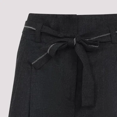 Peserico High-waisted Wide-leg Trousers With Self-tie Belt In Black