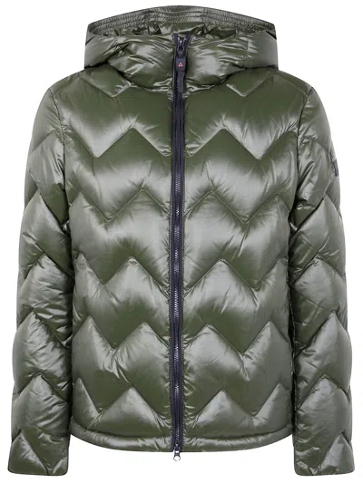 Peuterey Short Lightweight Puffer Jacket With Chevron Quilting In Green
