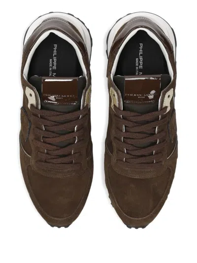 Philippe Model Paris Suede Sneakers With Lace-up Design In Brown