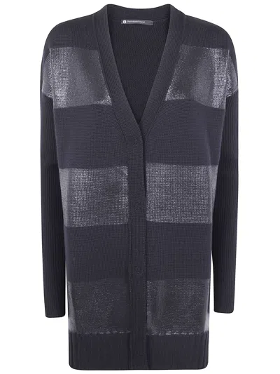 Pierantonio Gaspari Metallic-effect Striped Wool Cardigan In Gray